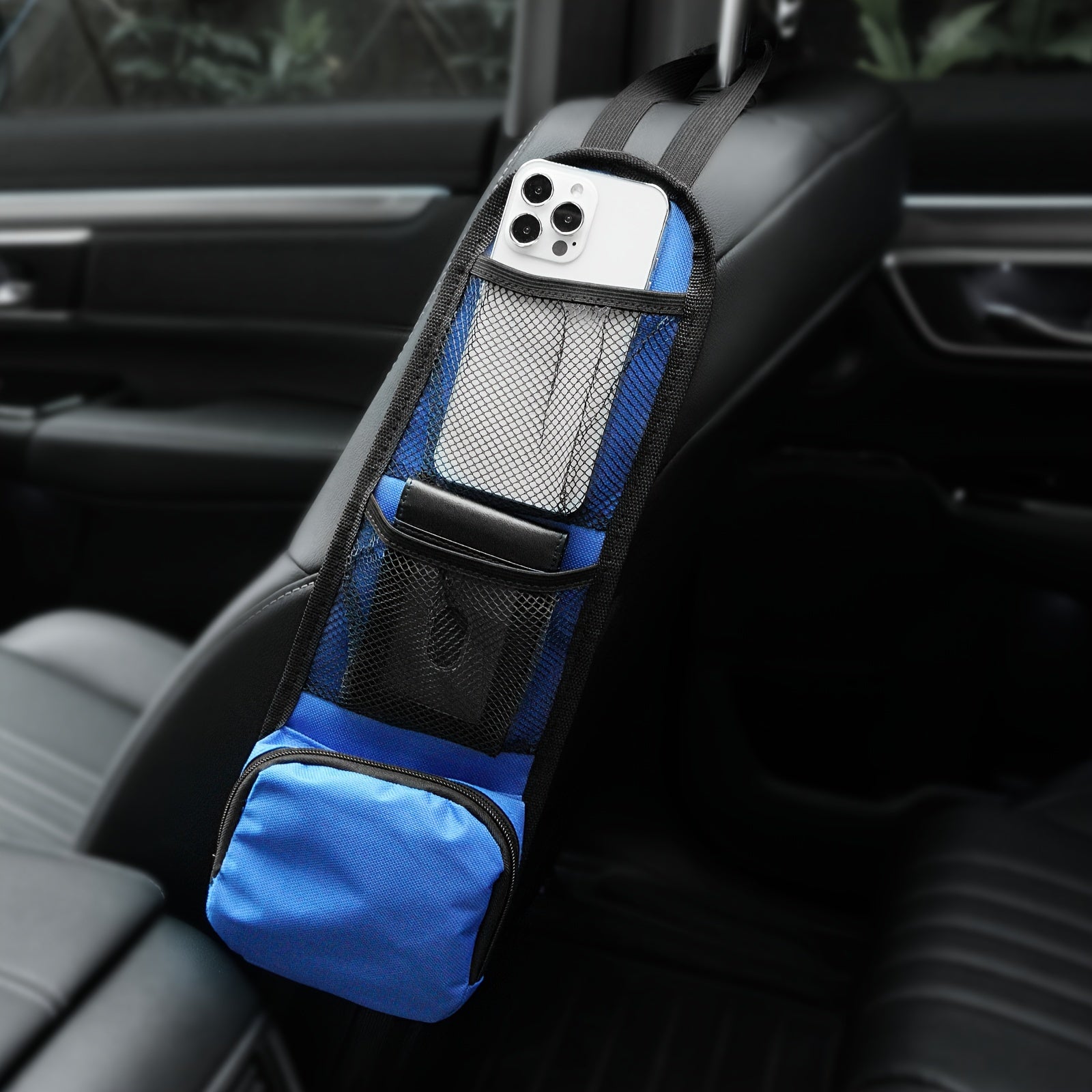 Organizador de respaldo para asiento de coche con bolsillos laterales, bolsa colgante de poliéster duradero, negro, azul, rojo, beige