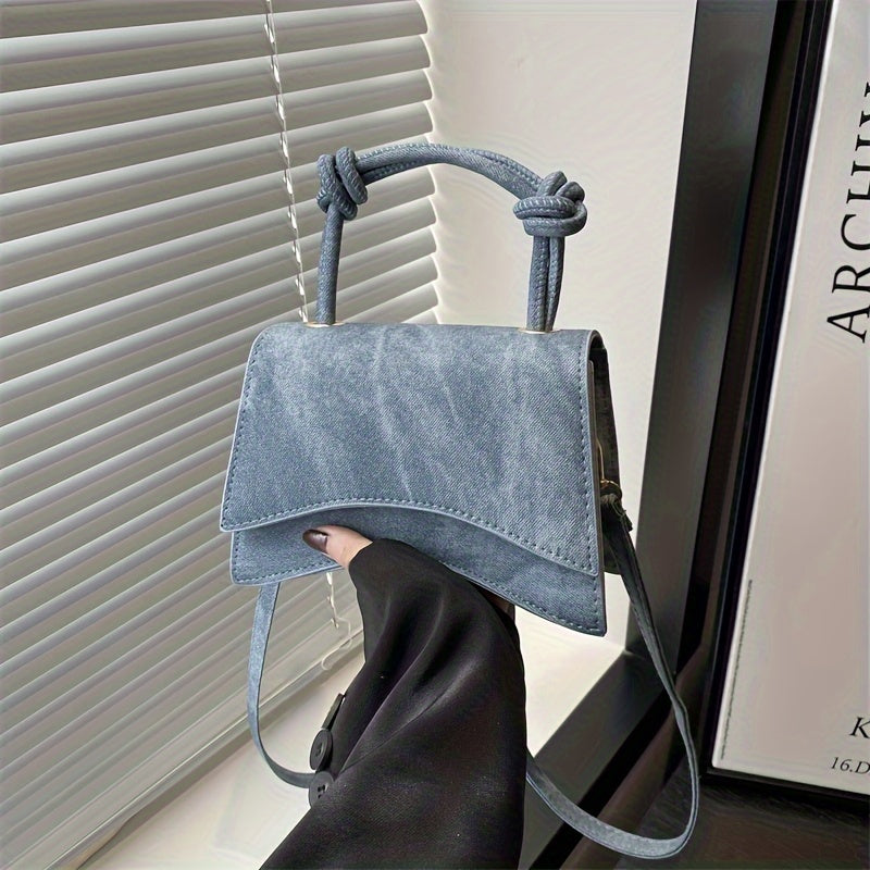 Faux Leather One-Shoulder Crossbody Bag with Adjustable Strap and Magnetic Closure for Women in White Black Camel Sky Blue