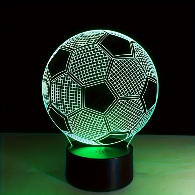 3D futbol to‘pi illuziya LED kechki chiroq, tegish bilan boshqariladigan geometriy shakli, USB bilan quvvatlanadi, bolalar va sport ixlosmandlari uchun