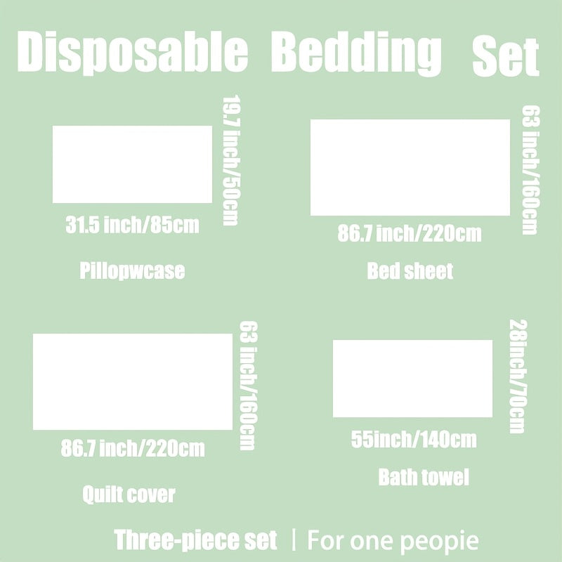 Disposable Bedding Set of Four Sheets Quilts and Pillowcases for Single Use