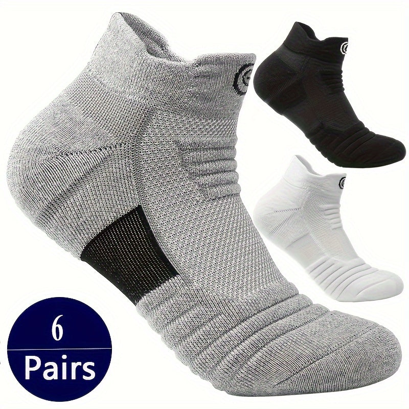 Men's Athletic Socks Breathable Knit Geometric Pattern 6 Pairs