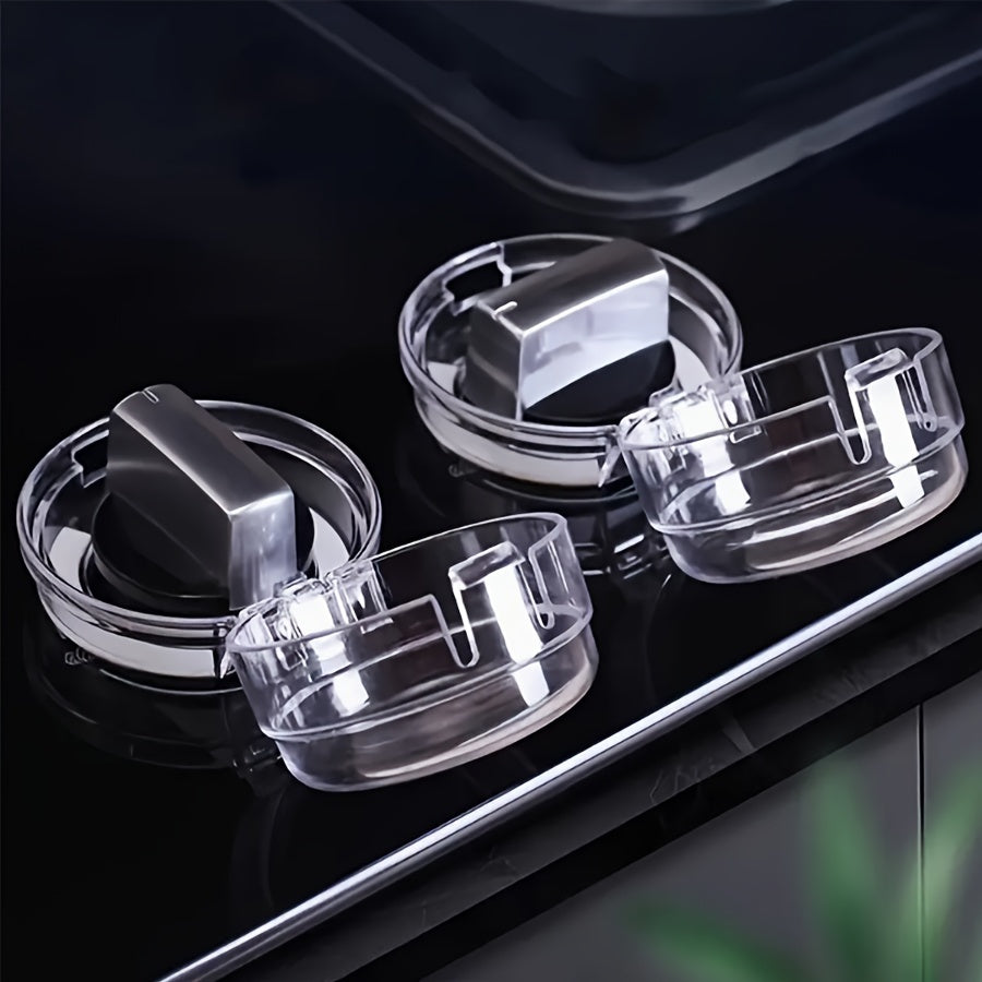 Set of 6 Clear Plastic Gas Stove Knob Covers Dustproof and Slip-Resistant