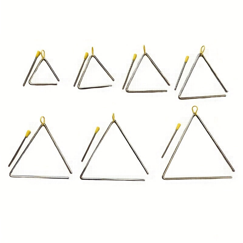 Stainless Steel Triangle Bell for Teaching Music Yellow 1 Piece