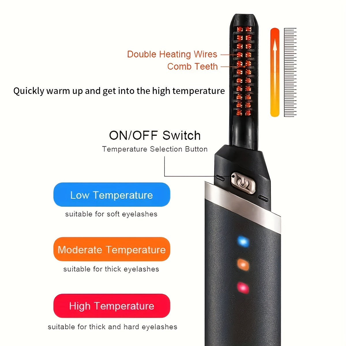 Rechargeable Electric Eyelash Curler for Women with USB Charging and Long-Lasting Curls