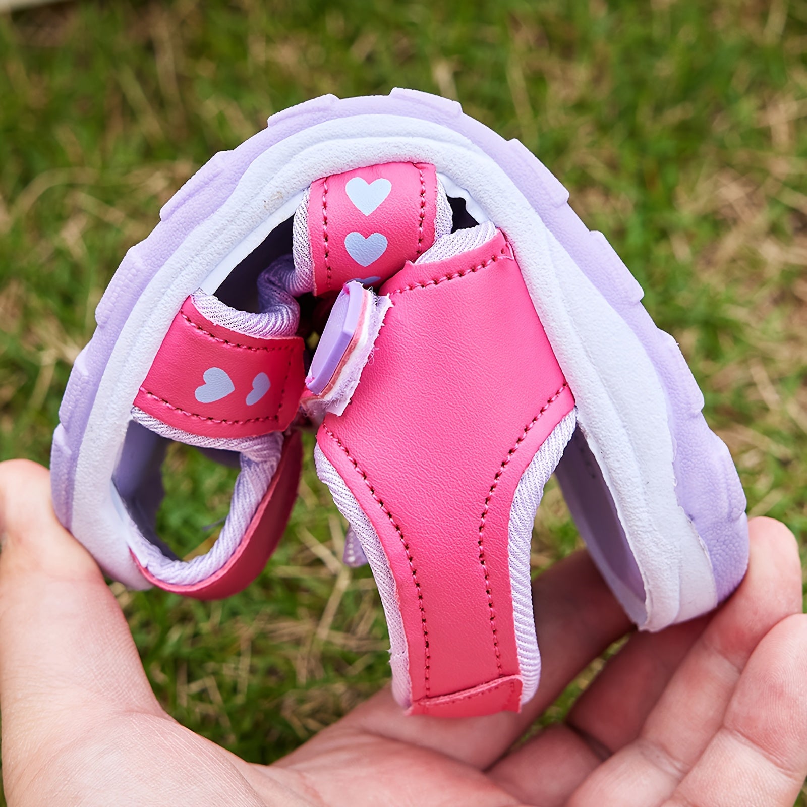 Kids' Breathable Lightweight Running Sandals Pink Purple Striped Non-Slip PU