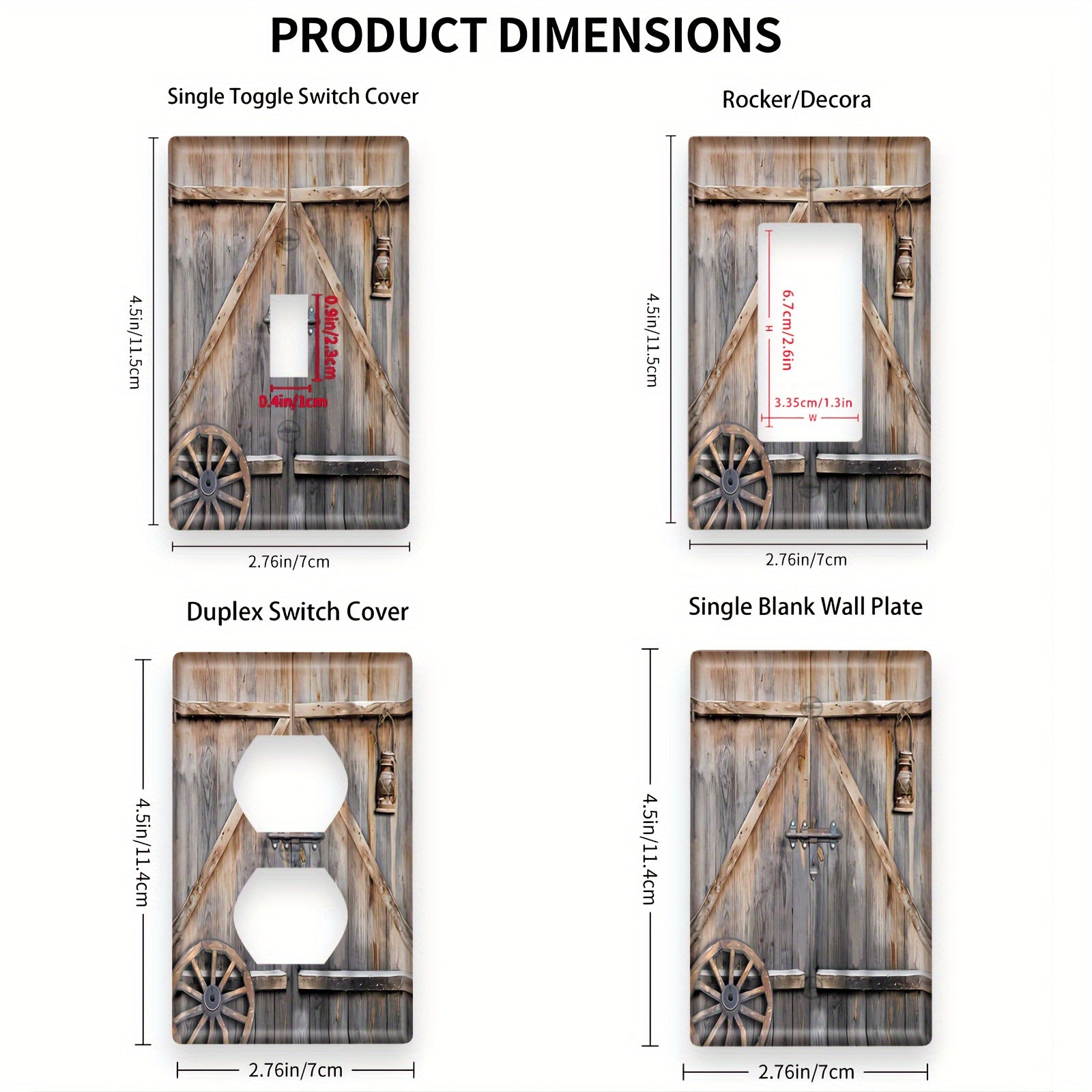 Wooden Barn Door Switch Panel for Bedroom Electrical Switches