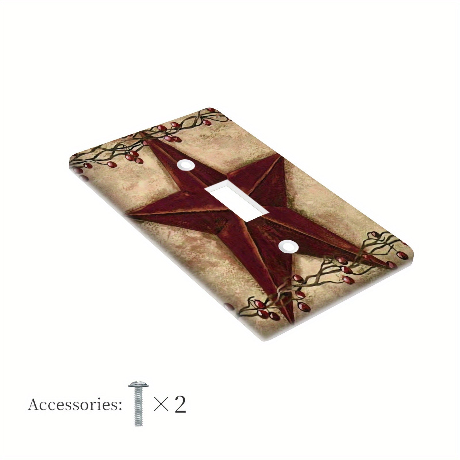 Red Barn Star and Berries Light Switch Cover Farmhouse Wall Plate Indoor Outdoor