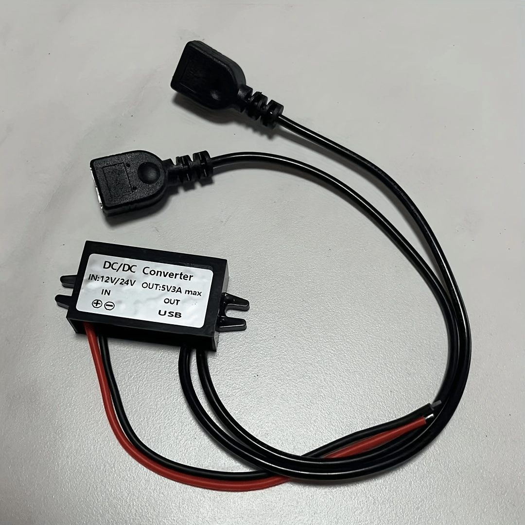 Dual USB 12V 24V to 5V DC Converter Adapter 3A 15W Hard Wiring