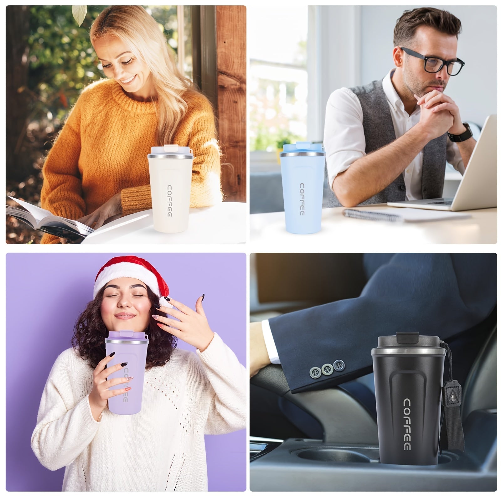 Stainless Steel Izolyatsiyalangan Qahva Kubogi Sayohat Mug'i raqamli harorat displeyi bilan