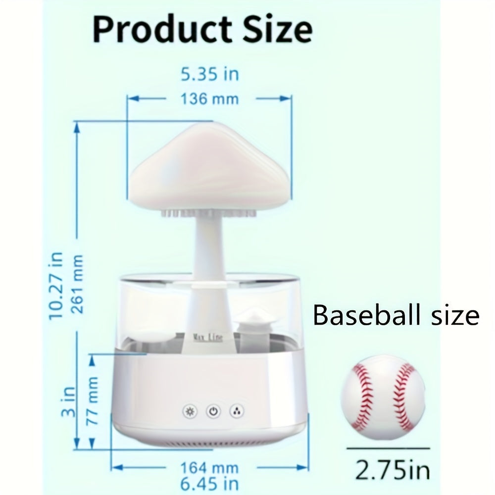 Colorful LED Night Light Humidifier with Rainfall Design, 450ml, USB-C