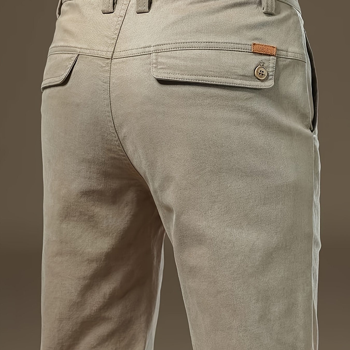 Pantalones de vestir para hombre color caqui de algodón y spandex, corte clásico, casual de negocios, primavera y otoño