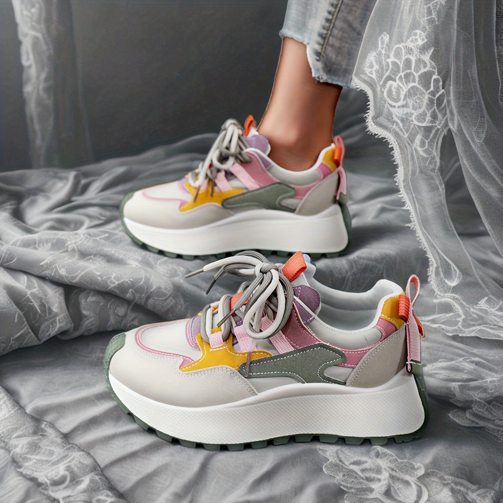 Zapatillas altas para mujer con cordones coloridos suela antideslizante para todas las estaciones