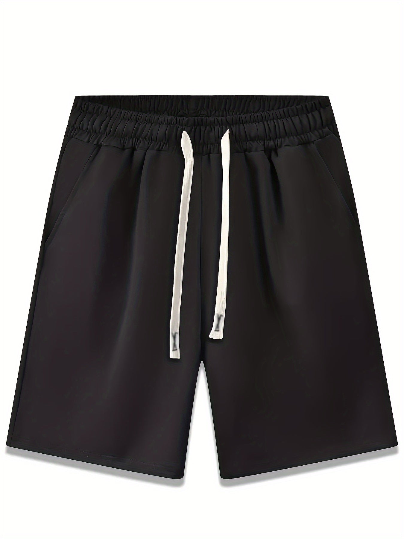 Plus Size Men's Casual Shorts with Drawstring Waist Pockets Breathable Polyester