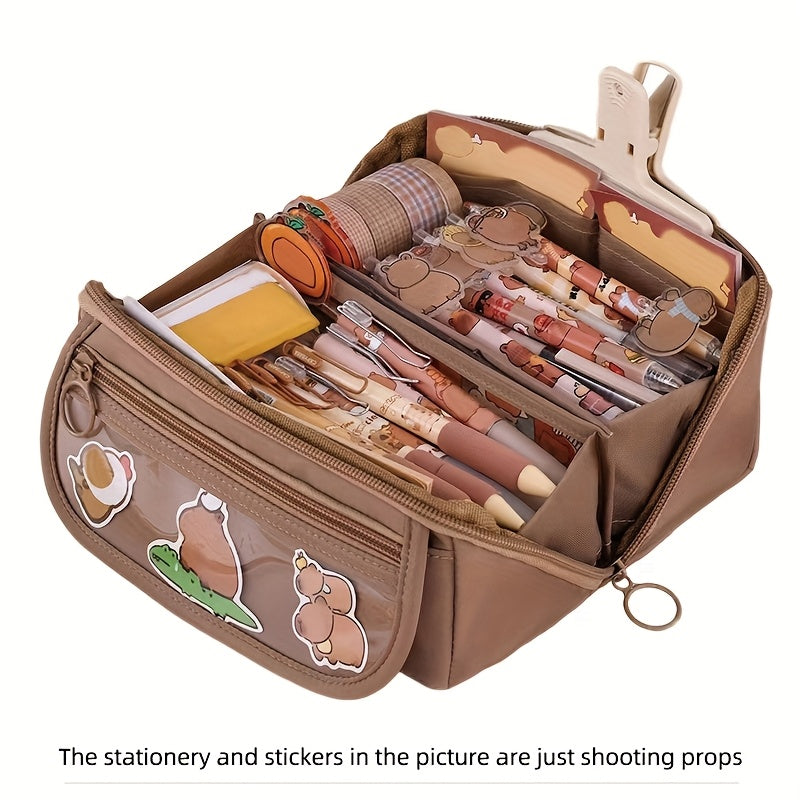 Large Capacity Learning Pencil Case for Boys and Girls with Desktop Organizer and Storage