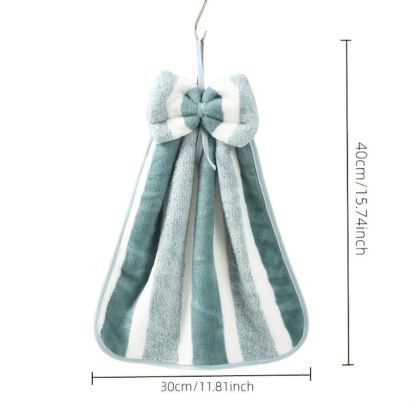 Coral Velvet Striped Hand Towel Microfiber Quick-Drying Bathroom Kitchen