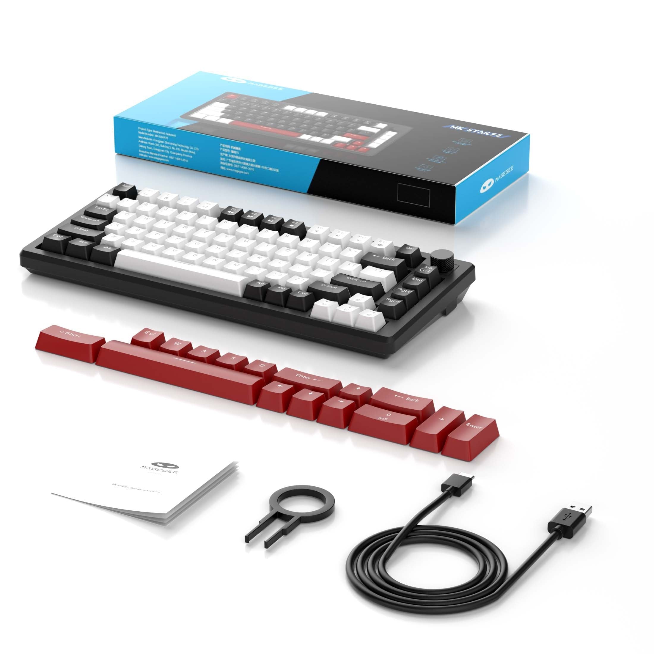 75% Mechanical Gaming Keyboard with Ice Blue Backlight Yellow Switches Ergonomic Design NKRO USB