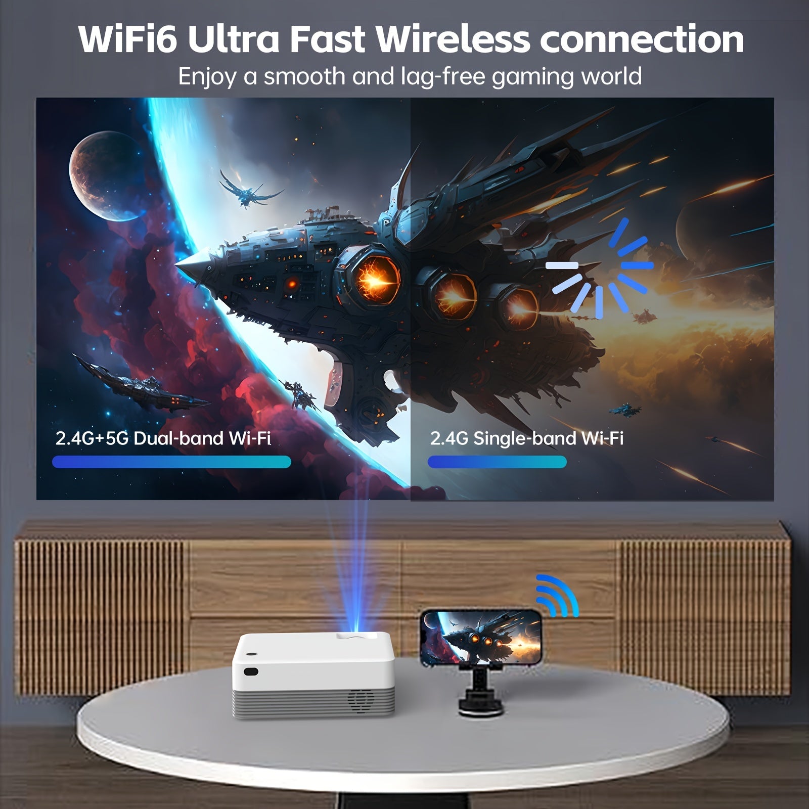 Mini Portable Projector for Home Theater 720P 4K Support 8000L