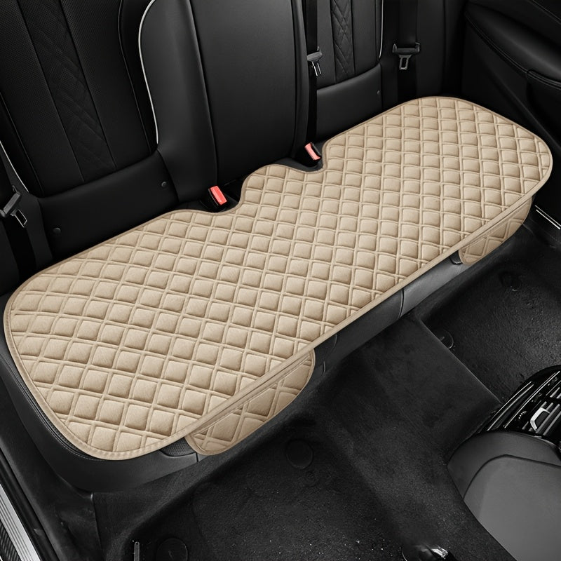 Cojín de asiento para coche cuadrado con textura de lino, transpirable, alfombrilla trasera, para todas las estaciones, universal
