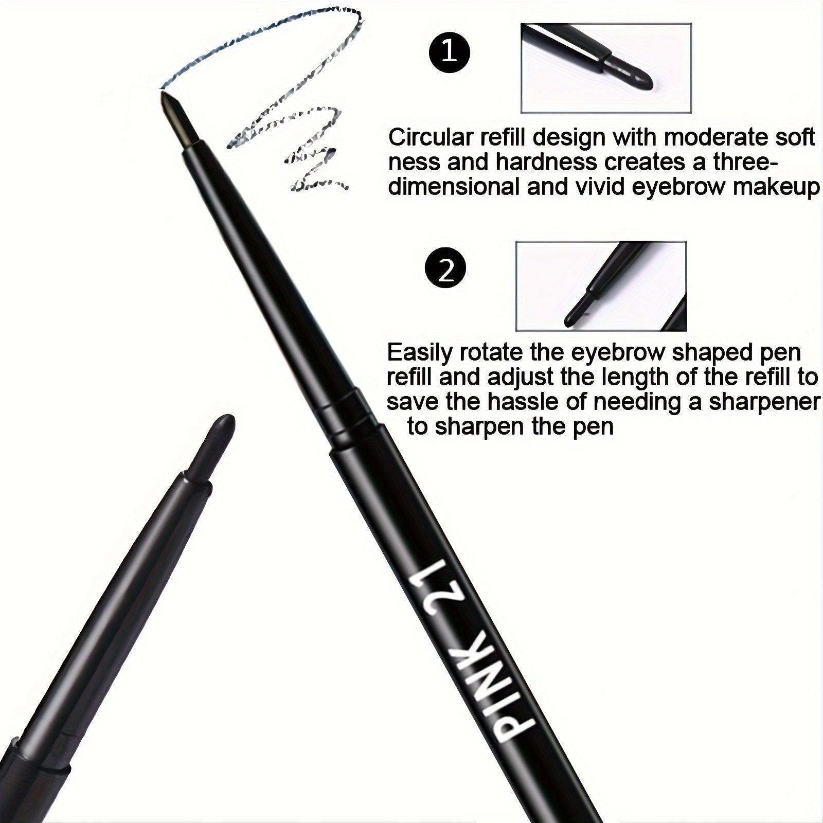 Women Black Waterproof Eyeliner Pencils 2 Pack Long-Lasting Smudge-Proof