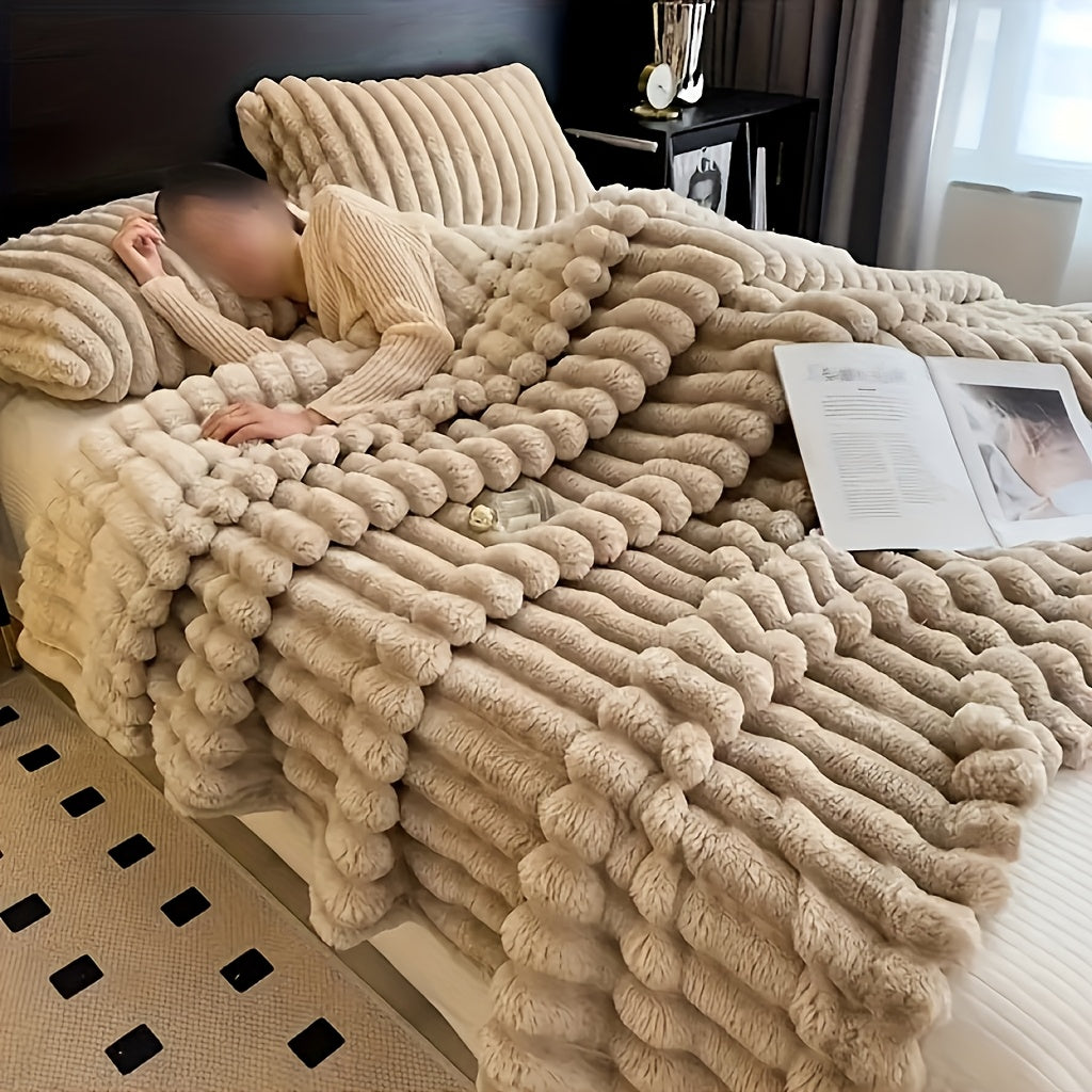 Luxurious Plush Fleece Blanket Cozy Throw for Sofa Lounge Soft Insulating