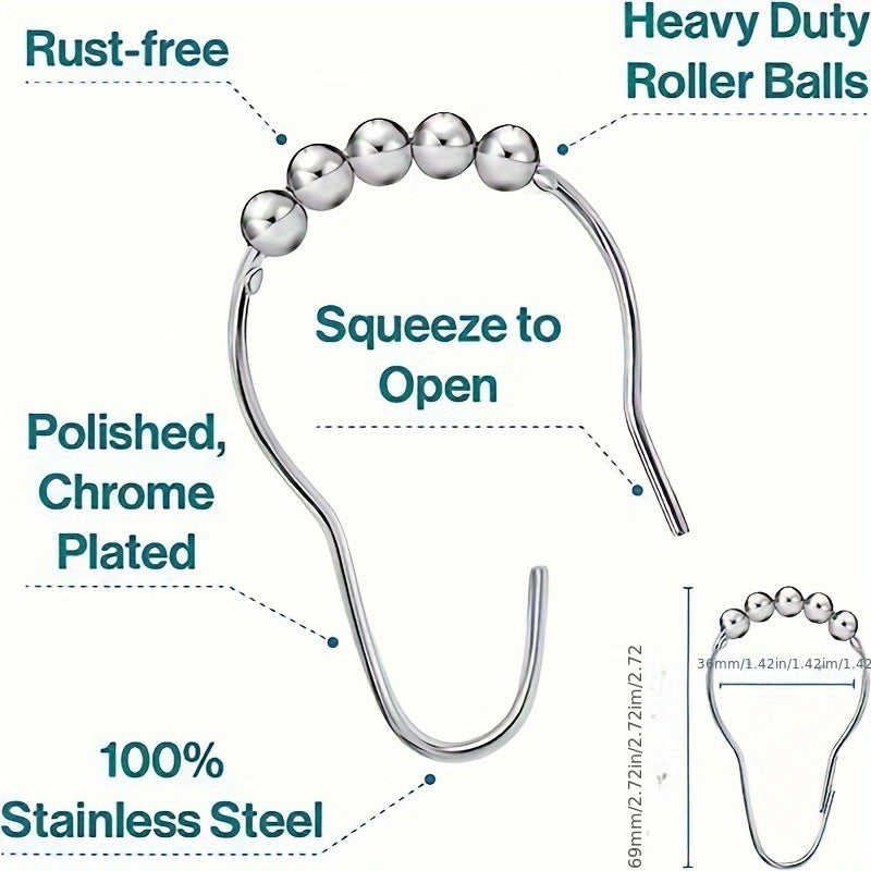 12 Versatile Metal Curtain Hooks for Shower and Window Hanging Set of 12