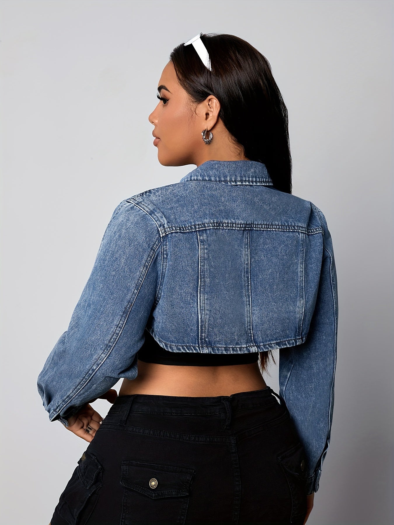 Джинсовая куртка для женщин больших размеров, свободный крой, выстиранный синий, повседневная весна-осень