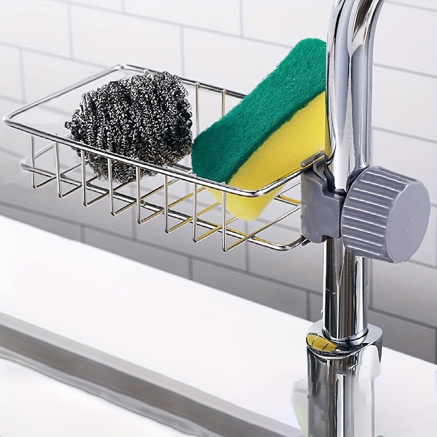Organizador de fregadero de cocina de acero inoxidable para almacenamiento de esponja y jabón