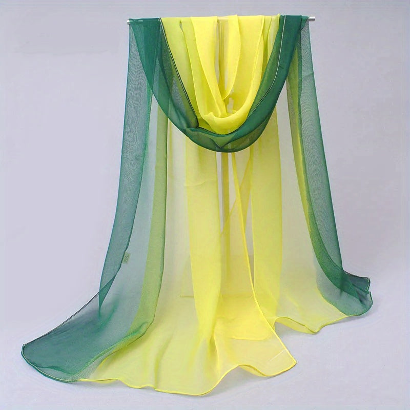 Women's Chiffon Scarf Gradient Color Lightweight Sun Protection Shawl Wrap