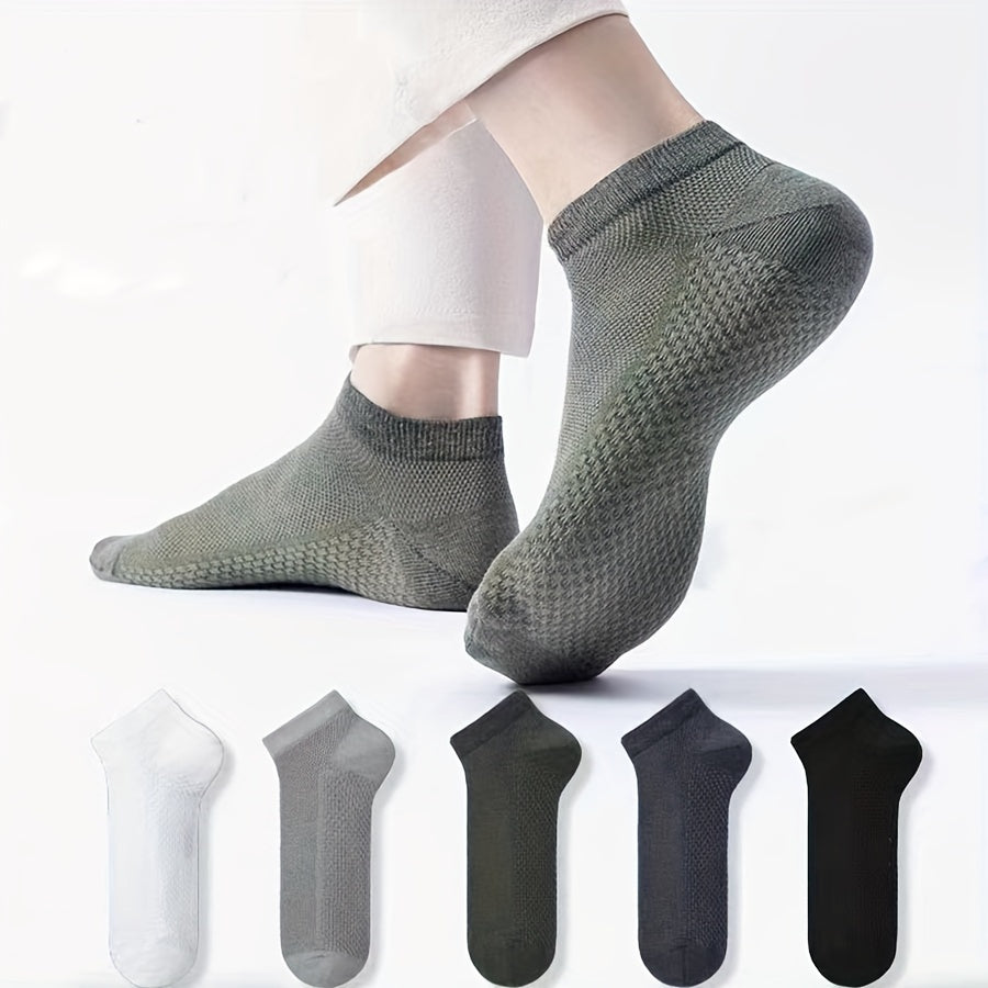 Paquete de 5 calcetines de malla para tobillo para hombre, resistentes al olor, que absorben el sudor y en tallas grandes