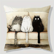 Abstract Cartoon Cat Throw Pillow Cover 44.96cm Woven Polyester Zipper Closure