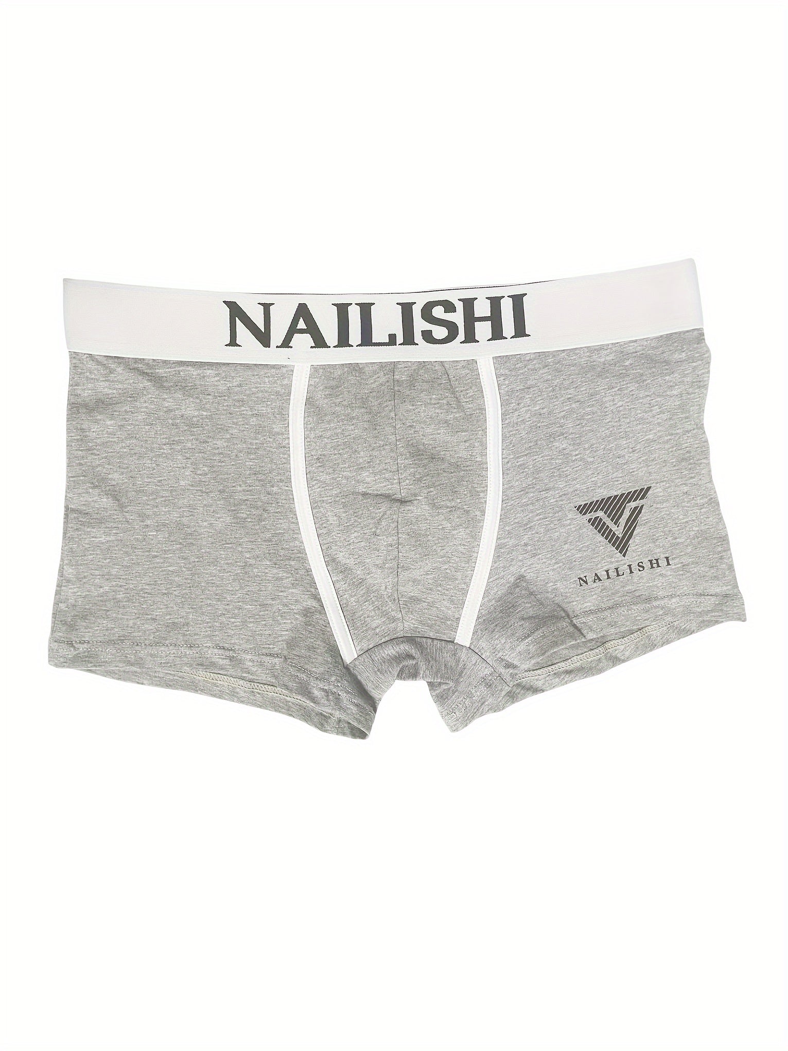 Men's Cotton Boxer Briefs 3-Pack Alphabet Print Breathable Stretch Knit Underwear