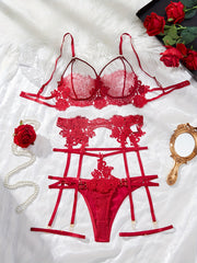 Women's Lingerie Set Satin Lace Pink Size Small