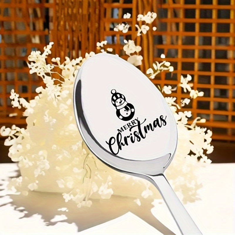 Set of 2 Stainless Steel Spoons with Laser-Engraved Merry Christmas Design