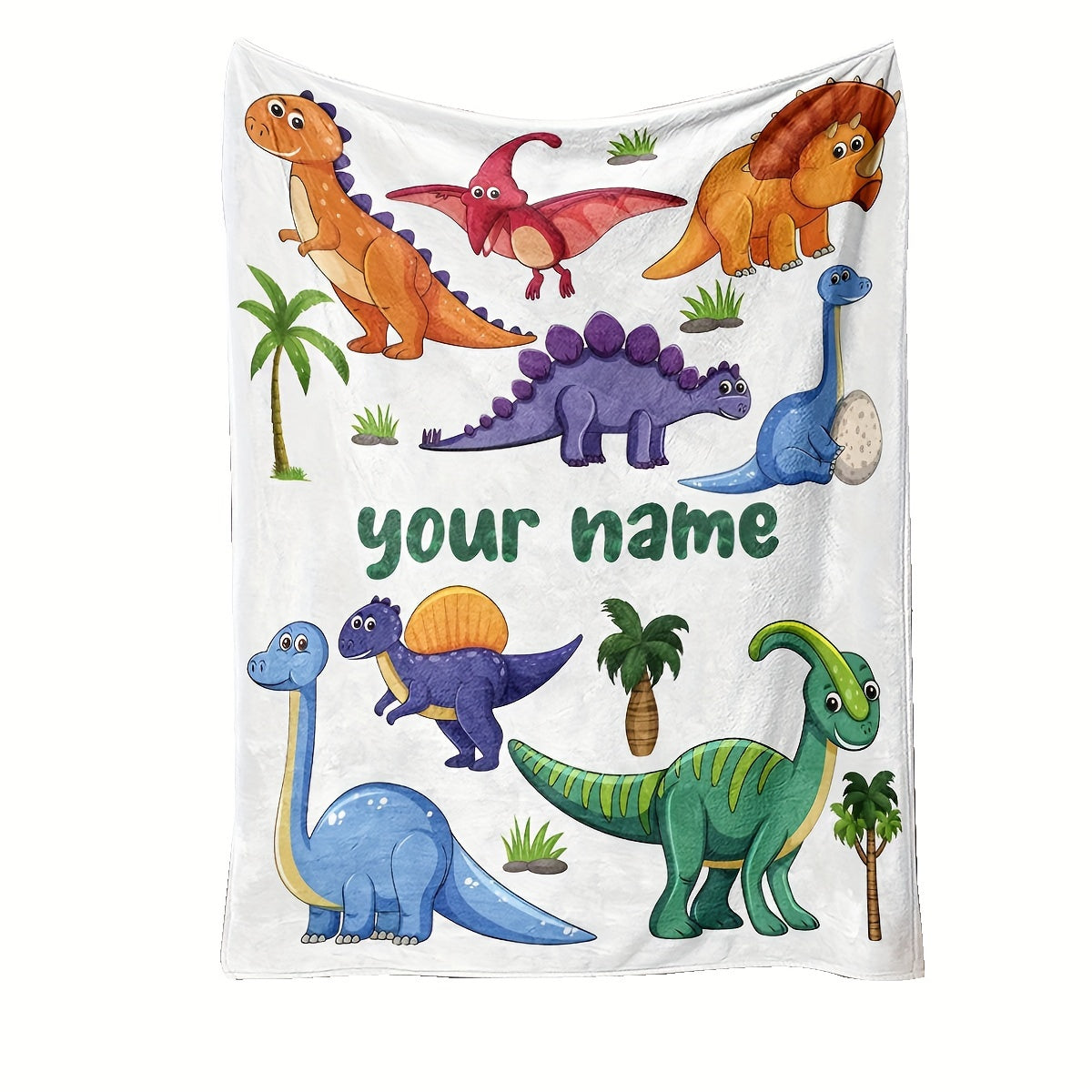 Dinosaur Cartoon Flannel Throw Blanket for All Seasons Soft Cozy Gift