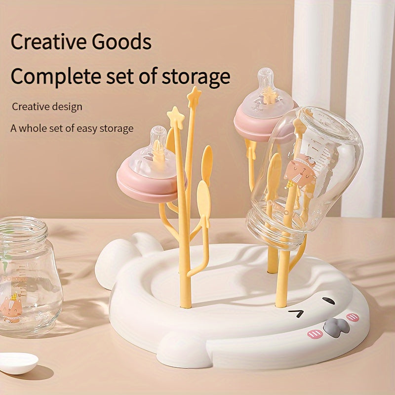 Seal-Shaped Bottle Drying Rack Ocean Animal Design PP Kitchen Organizer for Ages 14+