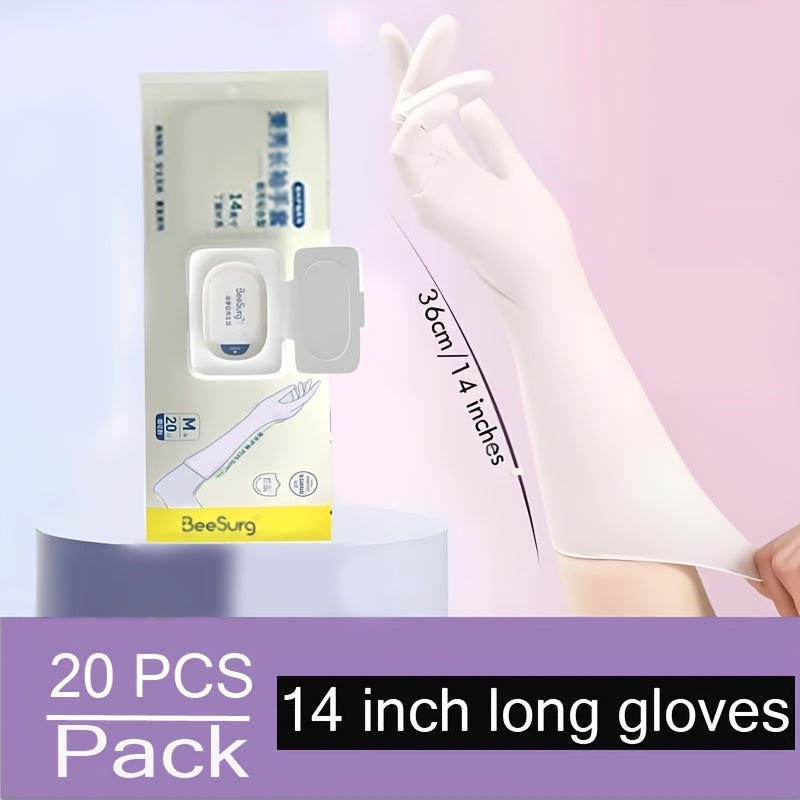 20 Nitrile Cleaning Gloves Waterproof Extra Thick 14-Inch Long Sleeves