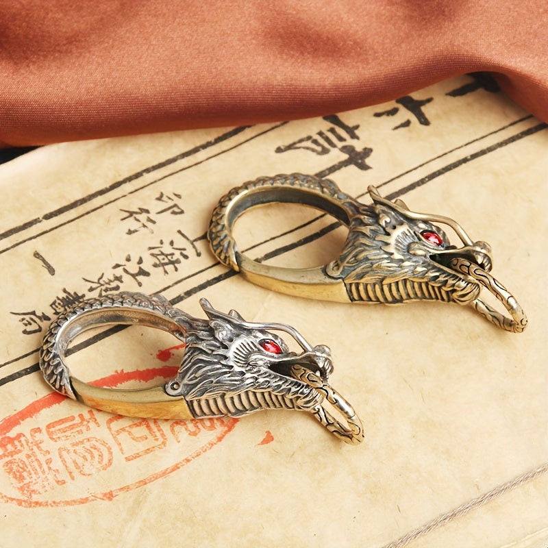 Dragon Keychain Brass White Copper Turquoise Accessory for Men Belt