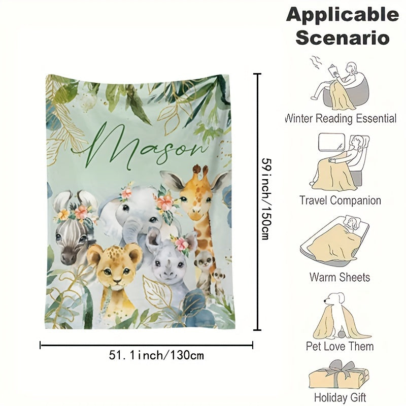 Cozy Flannel Throw Blanket with Custom Elephant Pattern Personalized Soft All-Season Gift