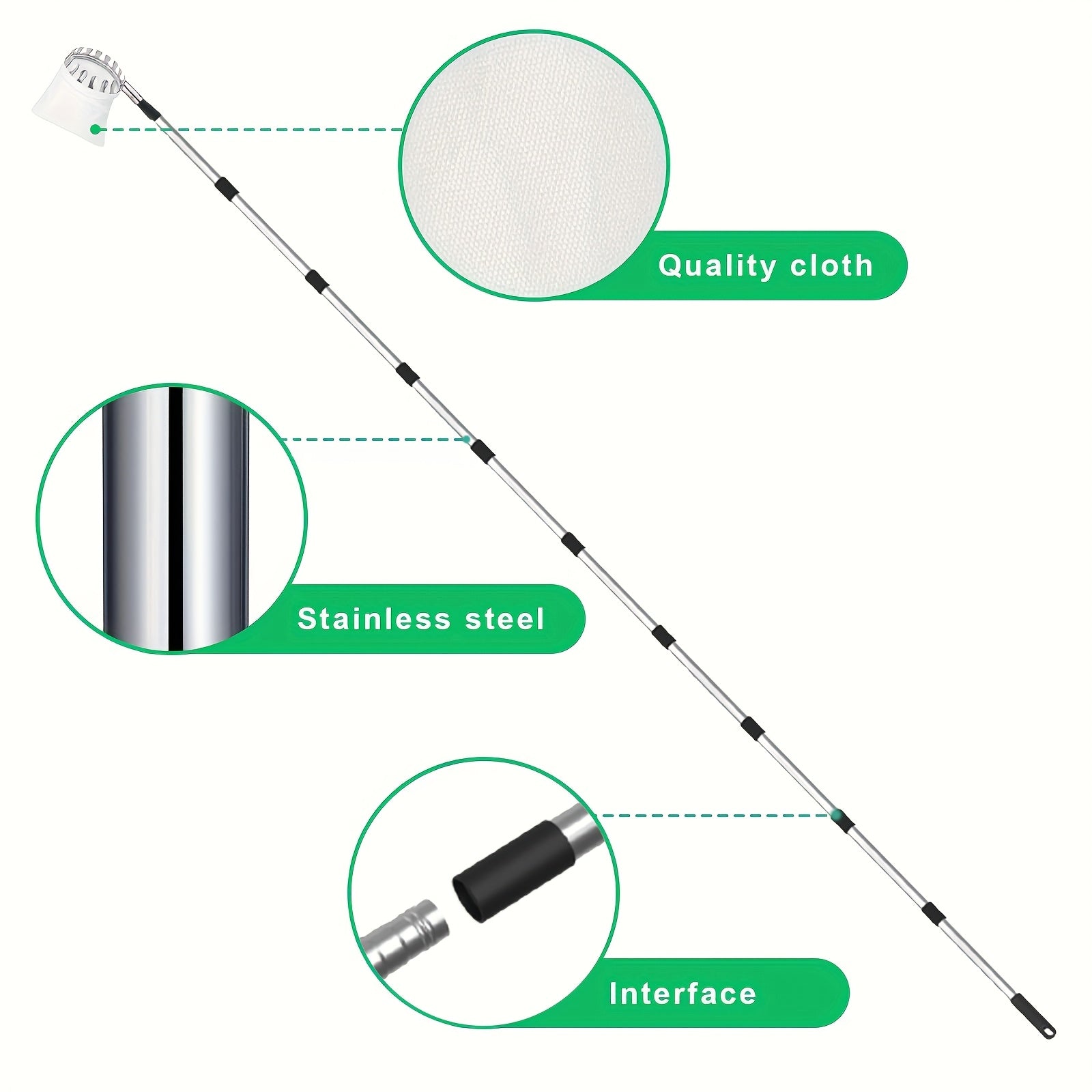 Adjustable 3.35m Stainless Steel Fruit Picker Pole with Large Non-Woven Basket