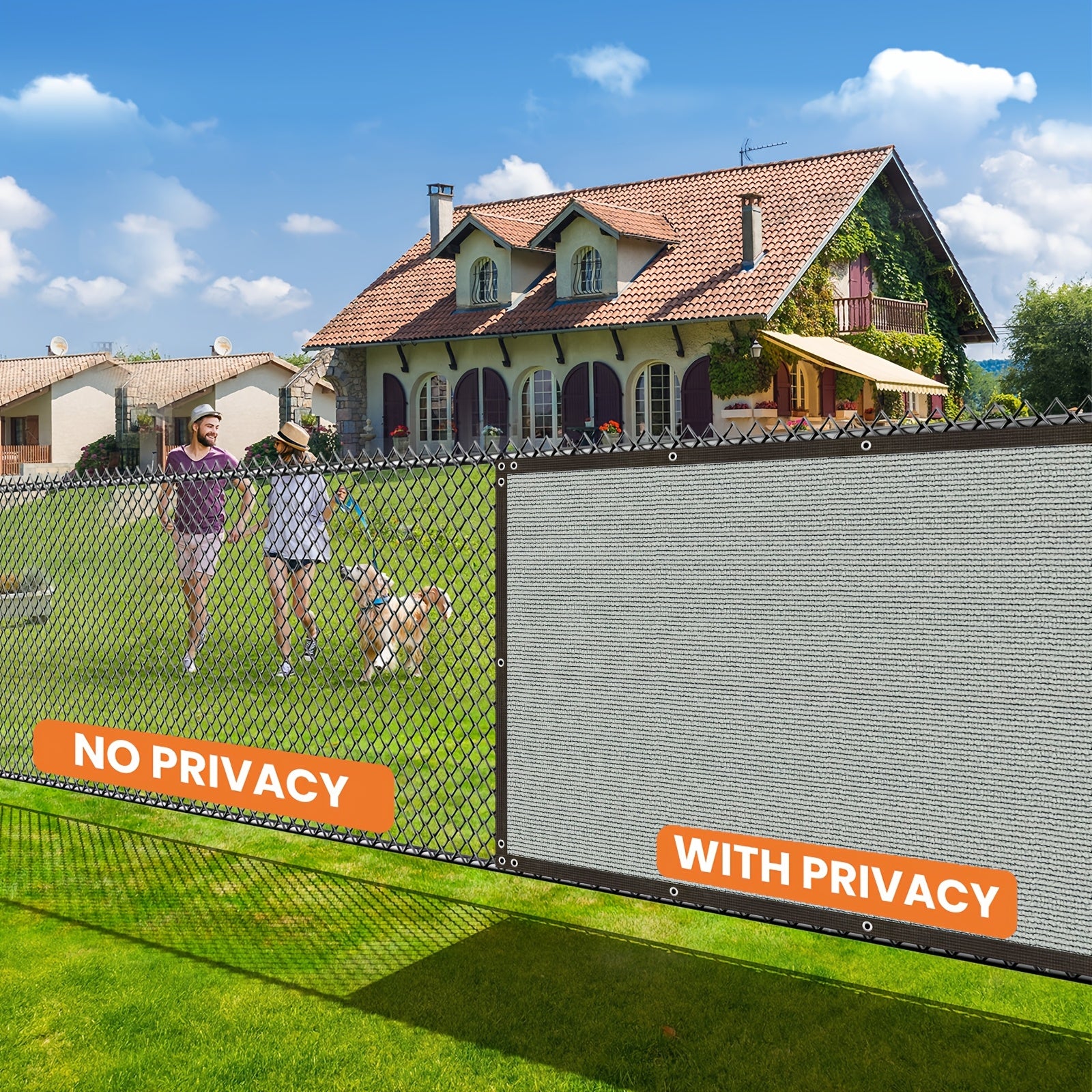 Gray Outdoor Privacy Screen 5x50 Feet Wind Blocker for Fences with Zip Ties