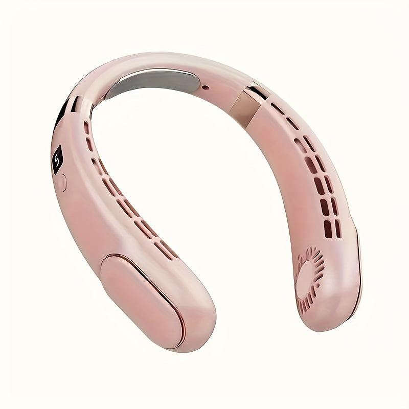 Portable Neck Fan with LED Display, 5-Speed, Rechargeable, Wearable