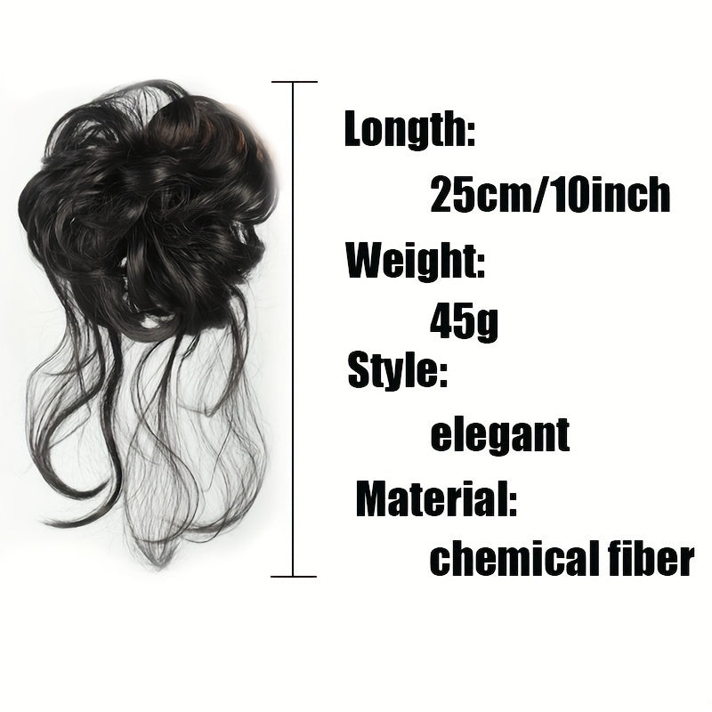 Women's Synthetic Curly Wavy Hair Bun Scrunchie in Dark Brown and Blonde