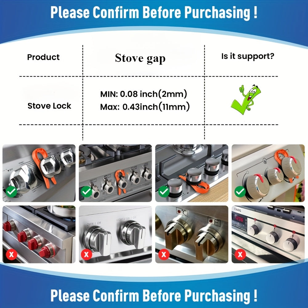 Youngsters Safety Gas Stove Knob Locks Red Easy-Grip Prevents Accidental Pressing