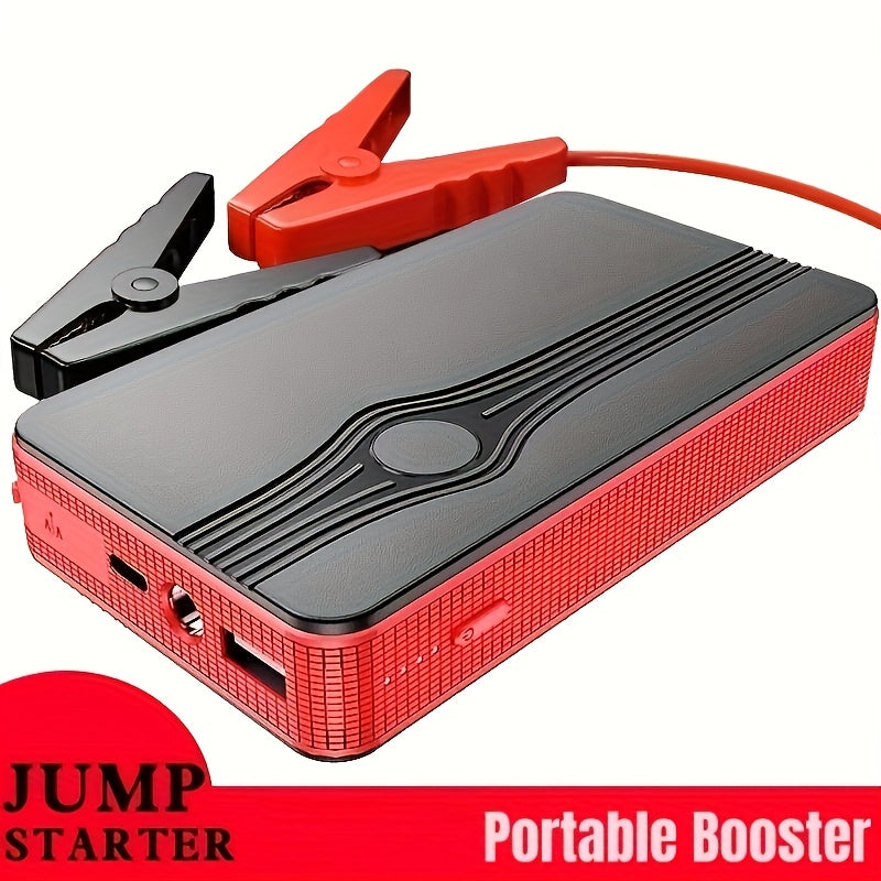 Portable Car Jump Starter with USB Output, Rechargeable Lithium Battery, Red and Black