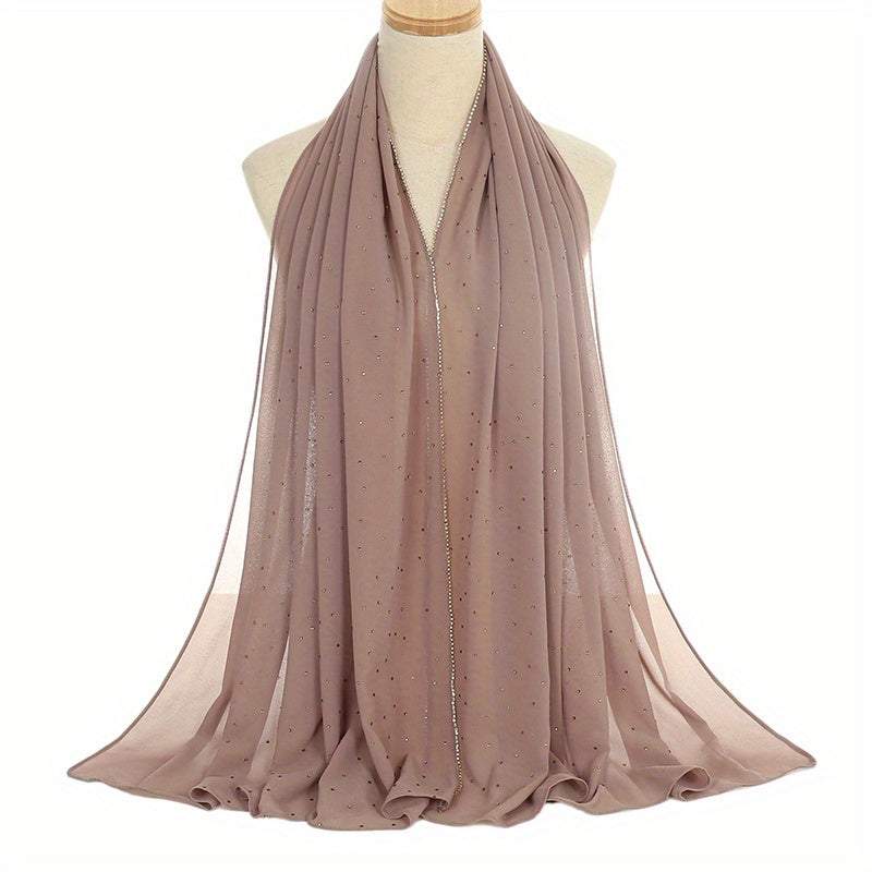 Black and White Chiffon Hijab Lightweight Breathable Headscarf for Women