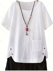 Camiseta de verano para mujer talla plus azul claro manga corta top casual