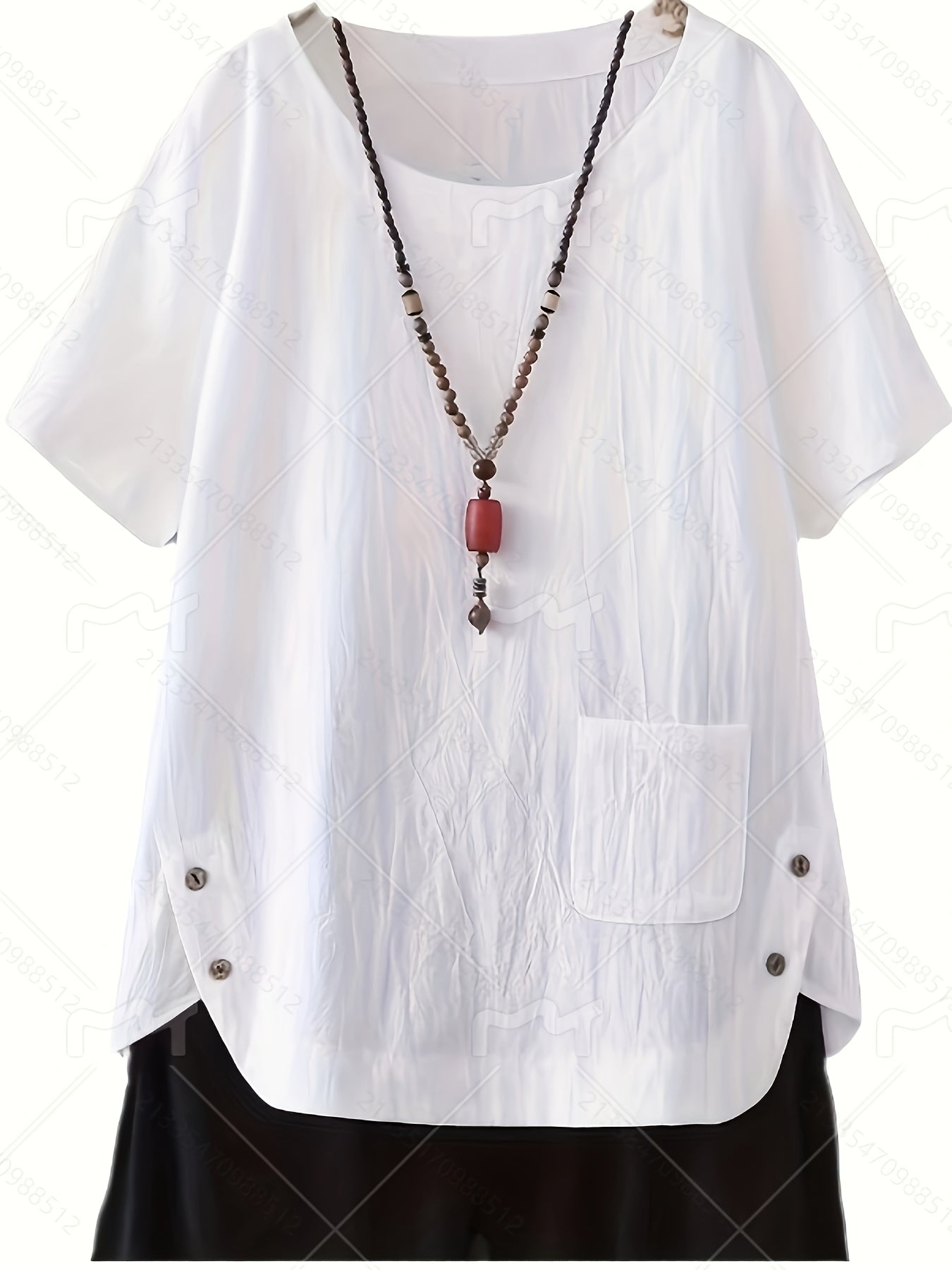 Camiseta de verano para mujer talla plus azul claro manga corta top casual