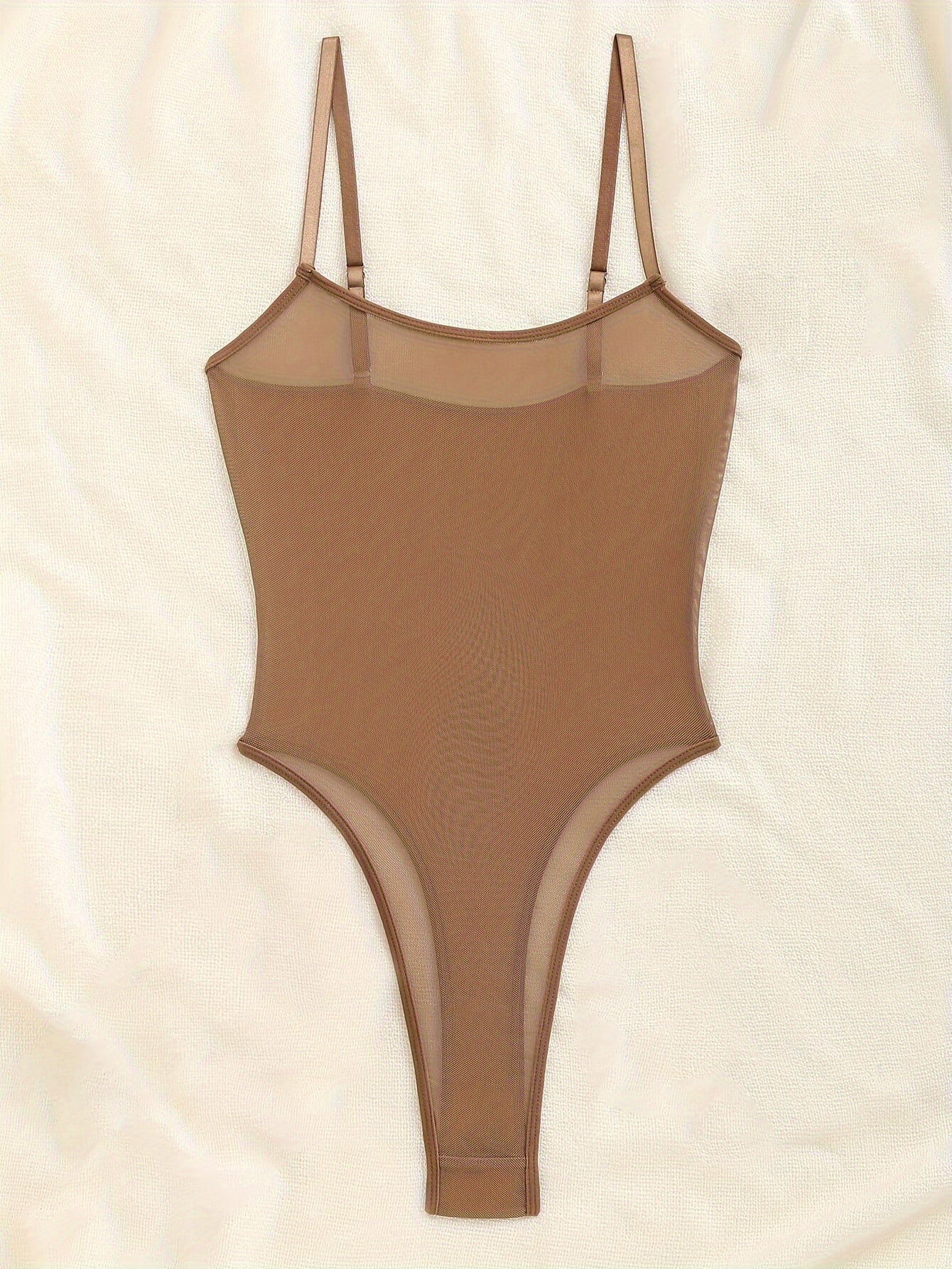 Women's Semi-Sheer Bodysuit with Spaghetti Straps and Backless Design Lingerie
