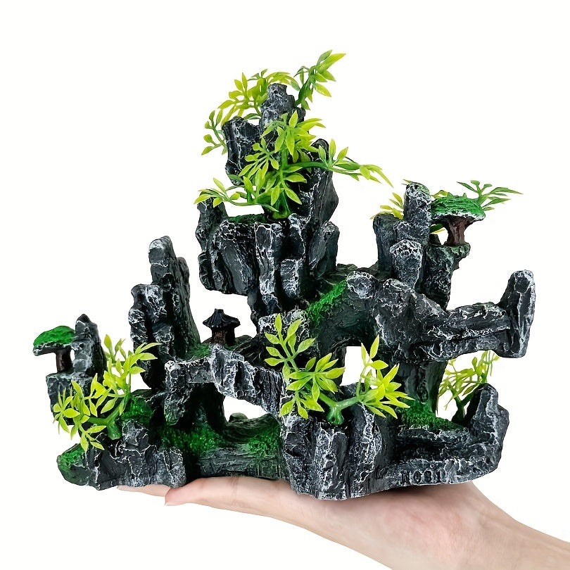 Resin Aquarium Rockery Decor Double-Sided Landscape for Fish Tanks