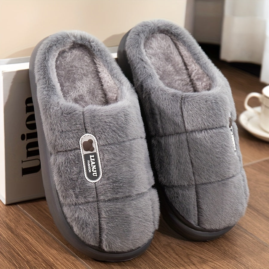 Women's Plush Slippers Warm Anti-slip Indoor Footwear for Autumn and Winter